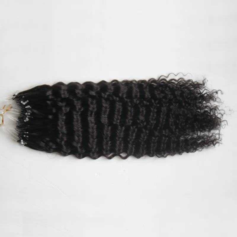 Appliquer des extensions de cheveux micro lien cheveux naturels humains 100g brésiliens crépus bouclés micro boucles extensions de cheveux humains