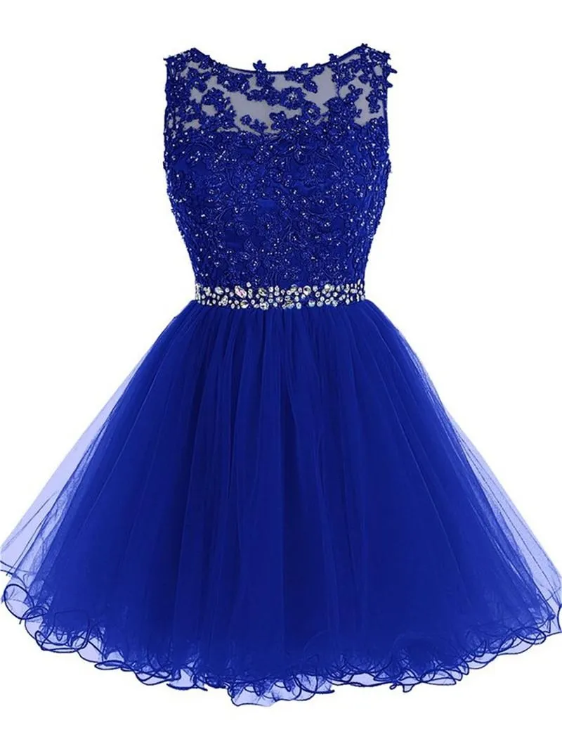 Short Royal Blue Backless Graduation Dress with Zipper and Applique Beading  from Dhgate Evening Dresses - price 101.31