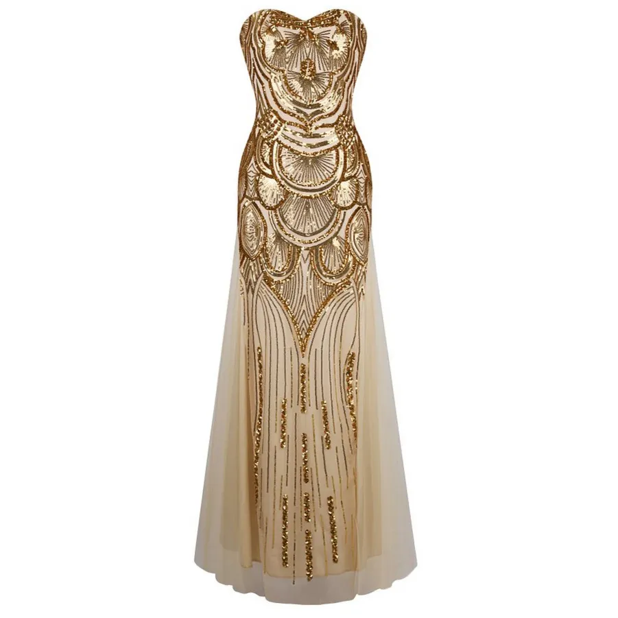 2023 Gold Dress Long Sequined Evening Dress Under 50 Sweetheart Elegant  Lace Up Back Prom Dresses Silver Bandage Formal Gown