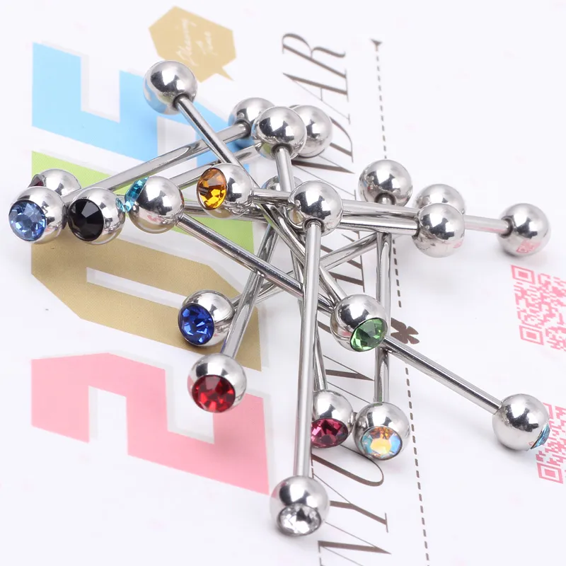 Industrial ear ring T32 MIX stainless steel crystal piercing jewelry industril barbell ring