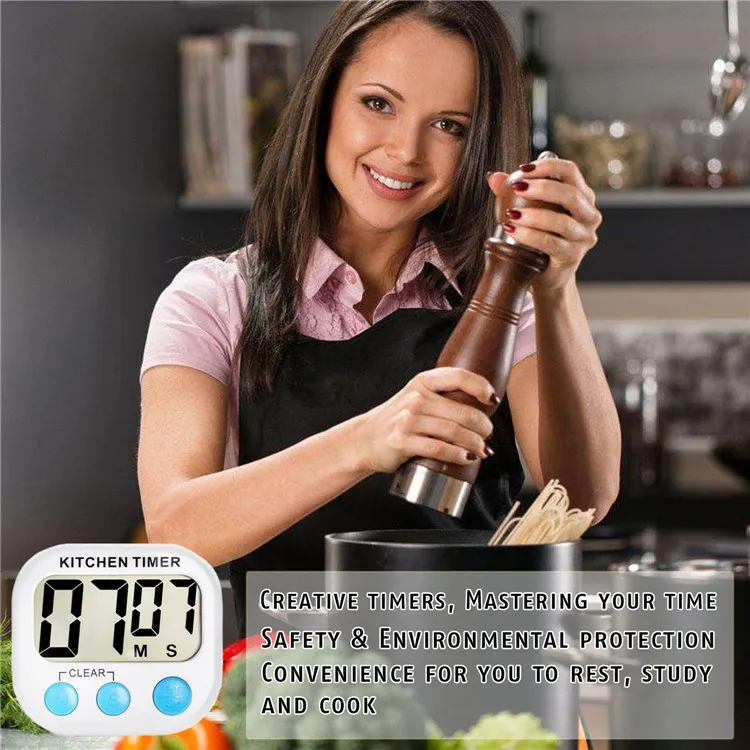 New LCD Digital Count Up Down Kitchen Cooking Timer Magnetic Electronic Alarm despertador desktop clock with kickstand Free DHL shpping