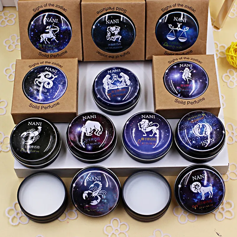 High Quality 12 Signs Constellation Zodiac Perfumes Magic Solid Perfume Deodorant Solid Fragrance For Women Men