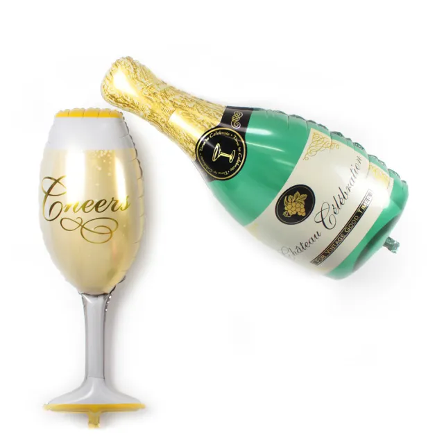 5 ensembles de ballons en aluminium de mariage Champagne Design 2pcs Set bouteille de champagne tasses à bière jus de ballons en aluminium décoration de fête d'anniversaire de mariage