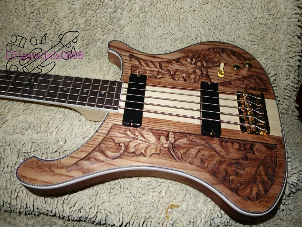 new 5 strings 4003 Bass Guitar wood Manual sculpture Electric bass colored 