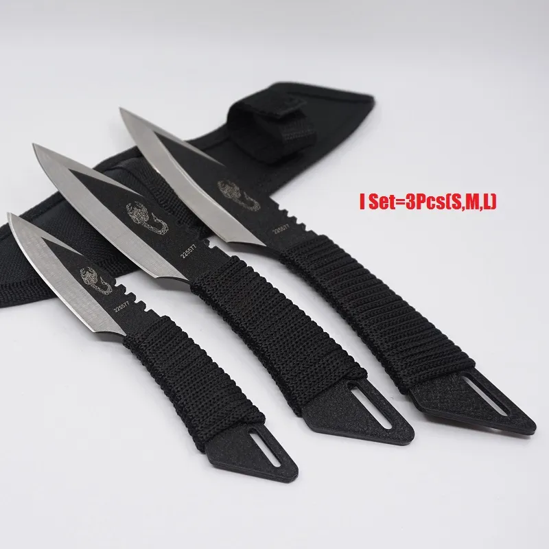 Messer-Set Tauchermesser im Freien Kleine Gerade Messer Magie Scorpion Dreiteilige reparierte Blatt-Rettungs-Messer-kampierende Jagd-Überlebensausrüstung 
