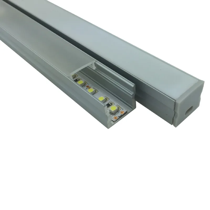 30 x 2 m Sets / partij Opbouw Aluminium U kanaal Vierkante LED-aluminium profiel voor muur ingebed Lights