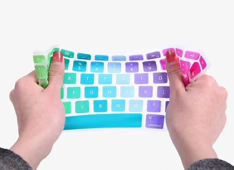 Solicone Silicone Rainbow Teclado Caso Protetor Capa Pele para MacBook Pro Air Retina 11 13 15 17 À Prova D 'Água Provavelmente US Ver OEM