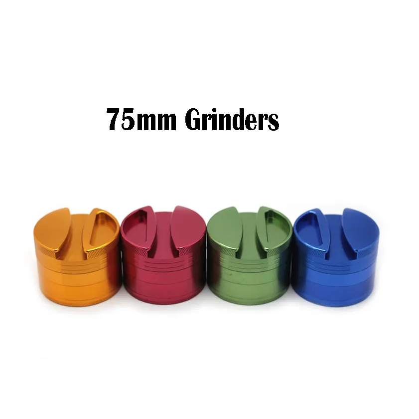 Big Grinders 75mm Groove Grinder Smoking 4 Layers Aluminium Alloy Herb Crushers Tobacco Crusher High Quality Factory Price In Sale