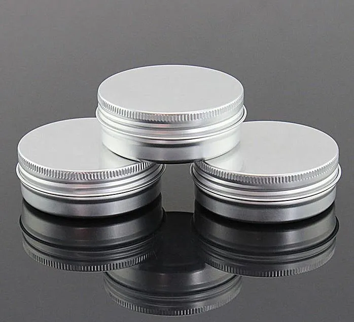 60ml Aluminum Jars Lip Balm jar 60g Cosmetic Container Silver Cream Container Tins bottle SN3433
