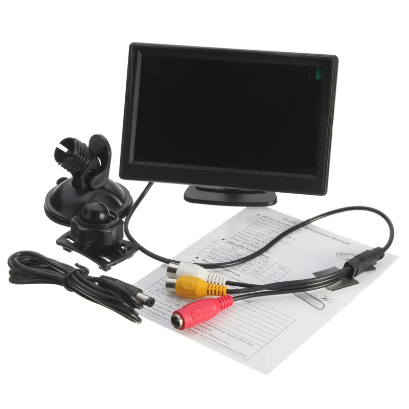 Freeshipping 5 tum TFT-LCD-bil Bakifrån Bakövningskärm med stativ Reverse Backup Camera Freeshipping