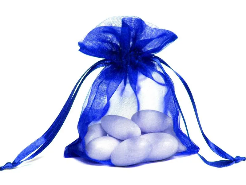 100 Uds. Bolsas de embalaje de Organza azul, bolsas para joyería, recuerdos de boda, bolsa de regalo para fiesta de Navidad, 13 x 18 cm (5 x 7 pulgadas)