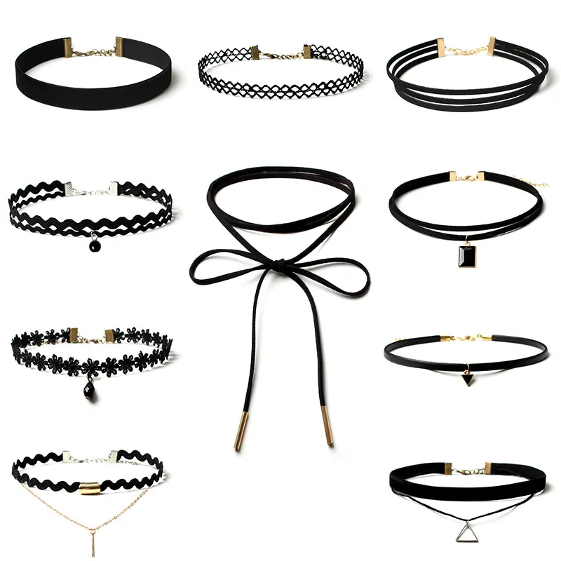 Schmuck Großhandel Blume Spitzenkragen Samtband Halsband Gothic Einfache Halskette, um seiner Freundin verrücktes Einkaufen zu schicken, kostenloser Versand