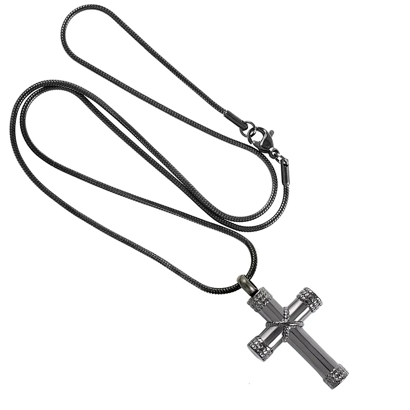 Jd8596 Partihandel Classic Gun Cross Pet / Human Ashes Cremation Urn Halsband, Kremation Smycken För Aska Hängsmycke Kvinnor Accessaries