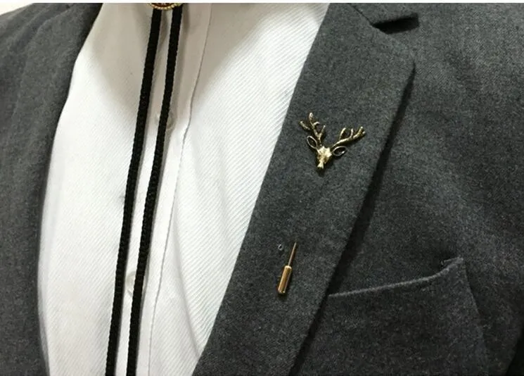 men 's small suit brooch inserted jewelry original retro deer head long needle long pin wholesale