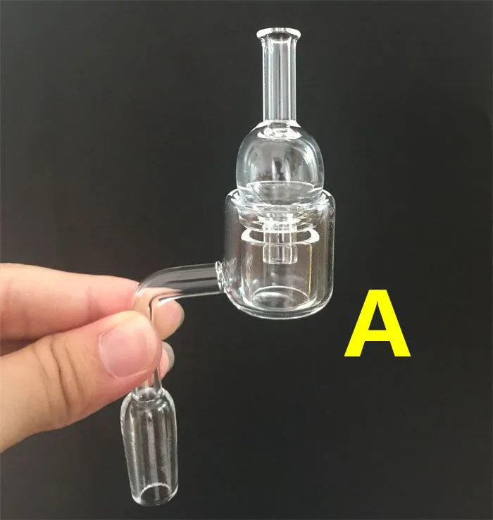 XXL-Doppelwand-Quarz-Thermo-Banger-Nagel-Quarz-Vergaserkappe mit 10 mm, 14 mm, 18 mm kuppellosen Quarznägeln für Glaswasserleitungen