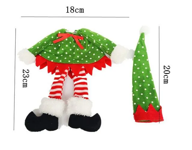 Moda Sıcak Noel Dekorasyon Malzemeleri Polka Dot /Stripe Kırmızı Şarap Şişesi Kapak Çantaları Noel Partisi Kırmızı Şarap Şişesi Dekor KD1