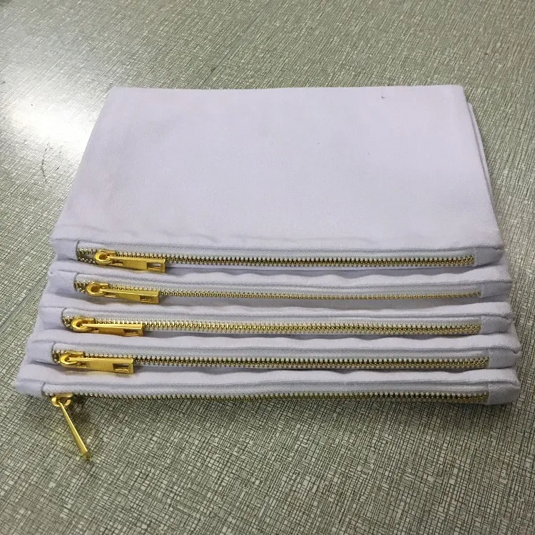 7x10 In blank cotton canvas makeup bag metal zipper bag natural color clutch bag cosmetic case for DIY paint230r