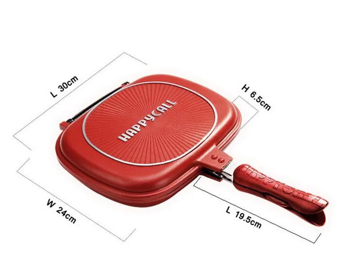 Hurtownie Happycall Happy Call 30 CM Duży Rozmiar Fry Pan Non-Stick Fryer Pan Double Side Grill Fry Pat