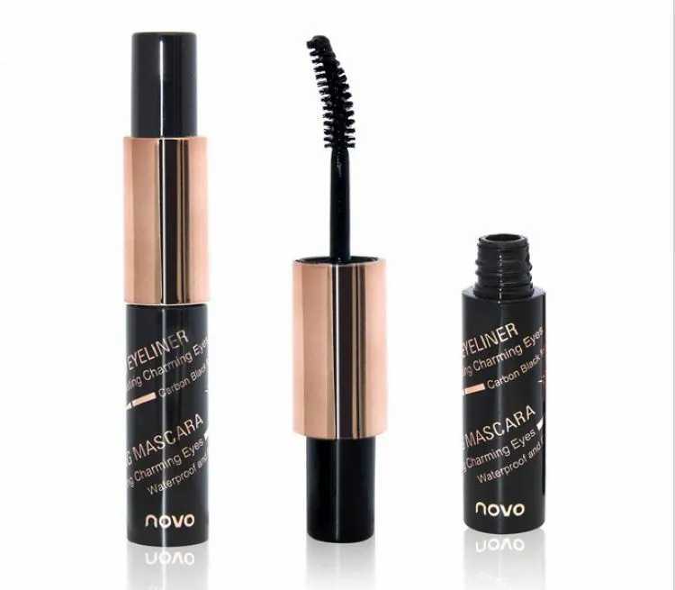 NOVO duradero a prueba de agua Secado rápido Liquid Eyeliner + Dense pitch slender Mascara NOVO maquillaje de ojos Mascara / DHL