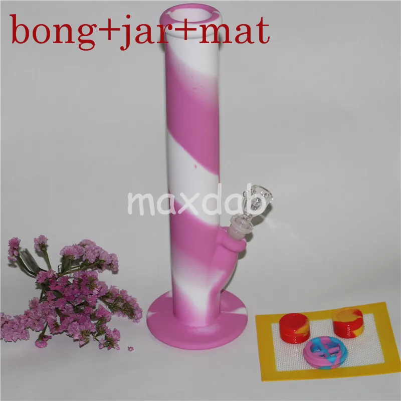 wholesale Bangs en silicone colorés Pipe à eau narguilé avec accessoires en verre plate-forme de dab en silicone avec joint de 14 mm avec tapis de cuisson en silicone