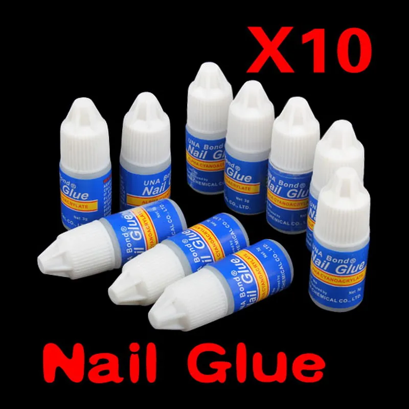 Partihandel-10x 3G Falsk Nail Art Decoration Tips Snabbtorkande Akryl Lim Manikyr