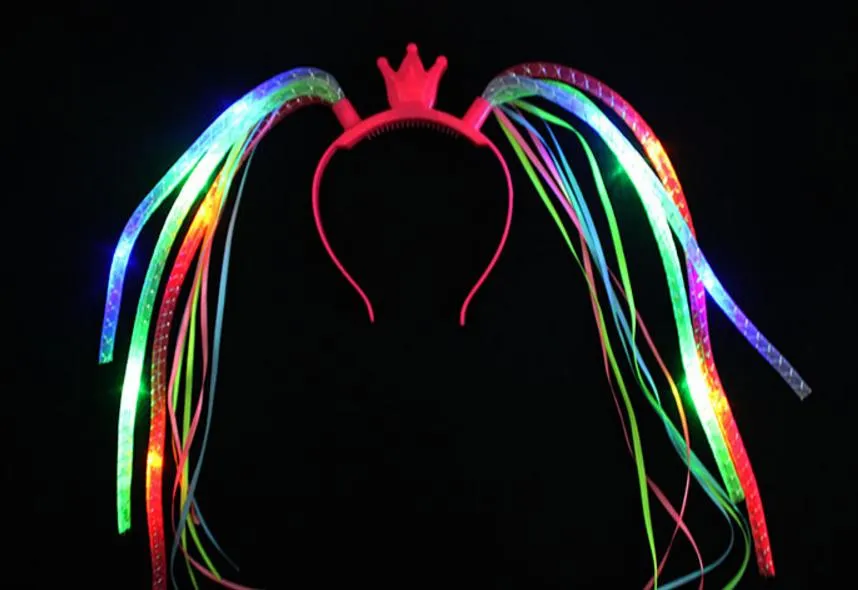 Flash LED Noodle Headband Party Rave Costume Fancy Dress Blinking Light Up Braids Crown Hairband Headbands Christmas Festive favor2634752