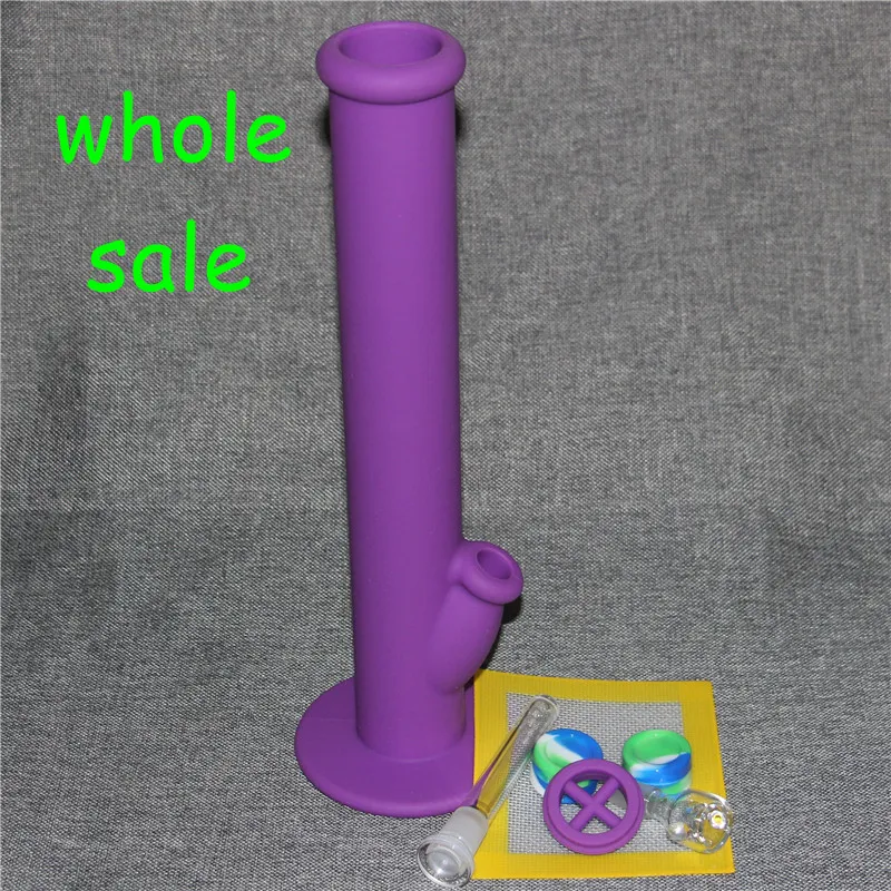 최신 Arrivel Silicone water pipe Color 유리 그릇이 달린 담배 파이프 Long Silicone Bongs Height 14 