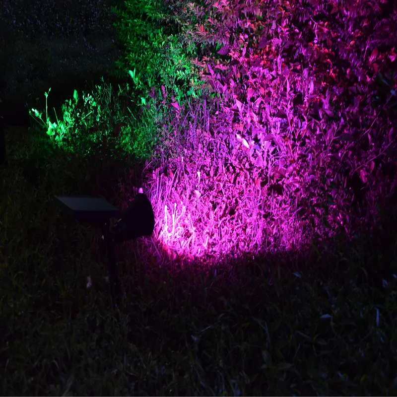 ed Energía solar Jardín al aire libre Decoraton Spot Light Grondspots Solar LED Lawn Lamp Path Light RGB Foco montado en la pared Iluminación del paisaje