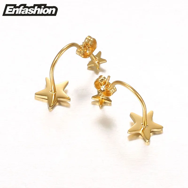 Enfashion Jewelry Double Star Earrings Black Stud Earring Rose Gold Color Earings Stainless Steel Earrings For Women Wholesale