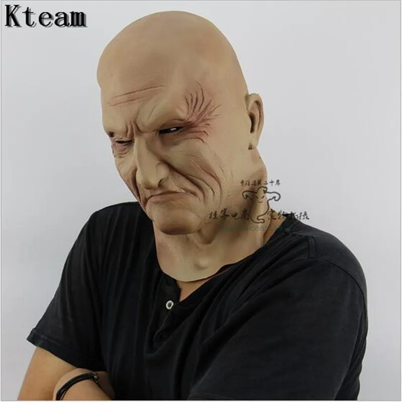 Lustige lächelnde alte Mann Latexmaske Halloween realistische alte Menschen Vollgesichtsgummimasken Maskerade Cosplay Requisiten Erwachsene Größe264G