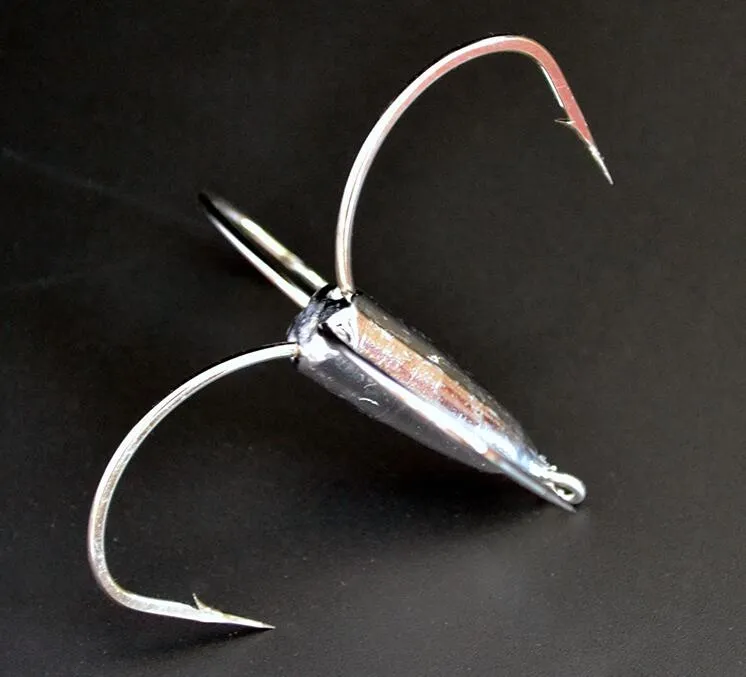 Hot Treble Hooks Fyrafald krokar 3 / 4Paws Hooks Lead Sinker Anchor Fish Tool Big Fish Hook Hög kvalitet! Yqhw