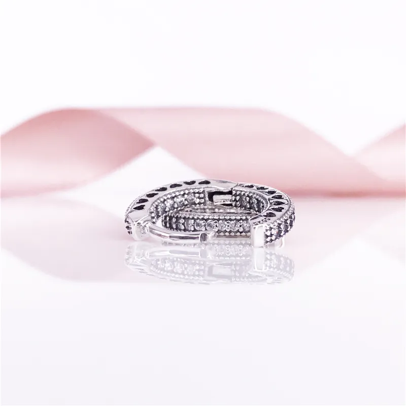 Аутентичные серьги-кольца Hearts of P из стерлингового серебра 925 пробы, женские серьги, совместимые с ювелирными изделиями в европейском стиле, 296317CZ Earring5146158
