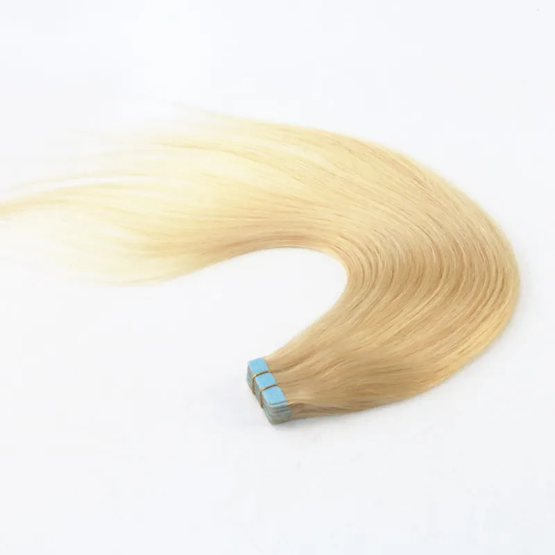 # 613 Kolor wysokiej jakości bez szwu dziewiczy Human Hair Skin Weft Tape w Hair Extensions SLIK Prosta taśma na przedłużeniu 100g na sztukę