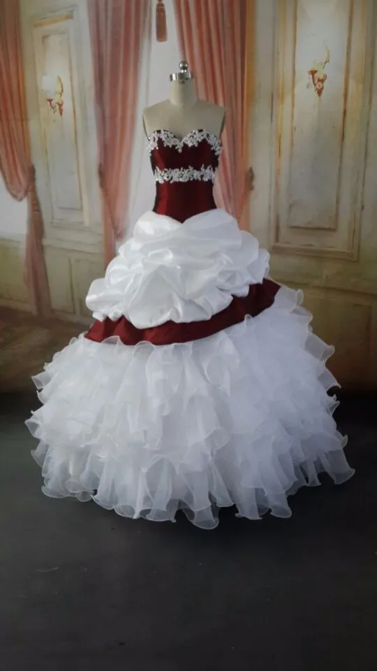 Vestido de esfera Vintage vinho vermelho branco vestidos de casamento coloridos com cor Querida 1950s góticos vestidos nupciais não branco fotos reais