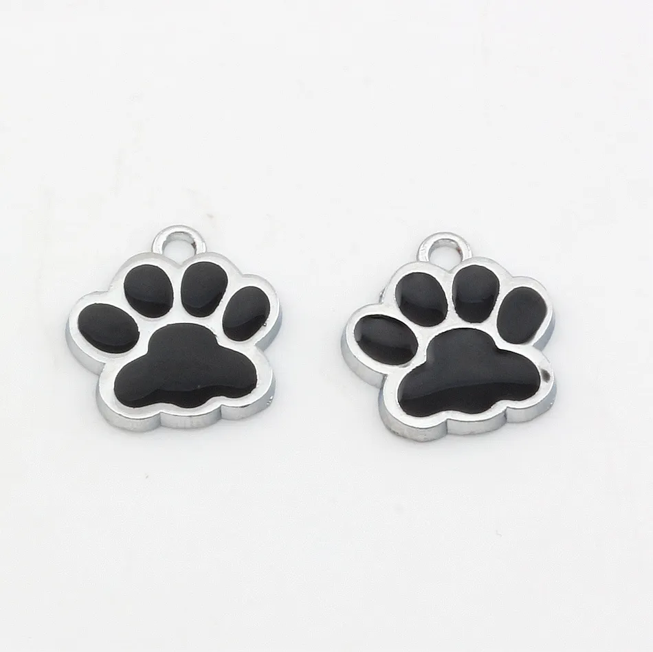 mixed Enamel zinc Alloy Paw Print Charms Pendants For Jewelry Making Bracelet Necklace DIY Accessories 17x17.5mm 