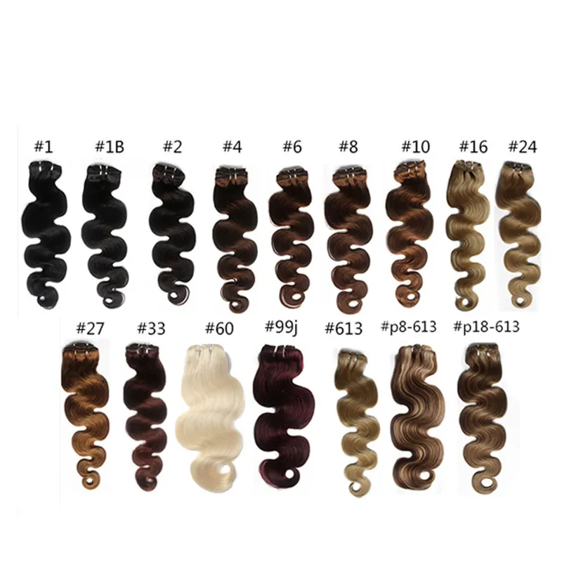 10 "-24" 120g Clip in Remy Menselijk Hair Extensions Full Head 8 Stuks Set Korte / Lange Lengte Rechte Zeer zachte stijl echte zijdezacht voor schoonheid