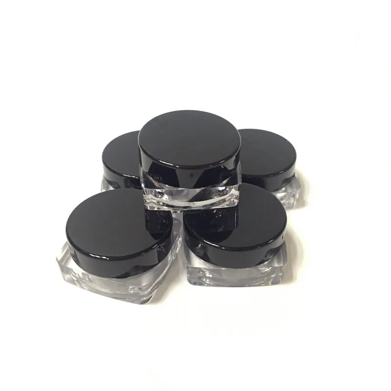 Günstige 5 mlg schwarze Deckel quadratische Basis Plastikbehälter Rauchgläser Ganze Plastikwachsbehälter auf World Wide9695895