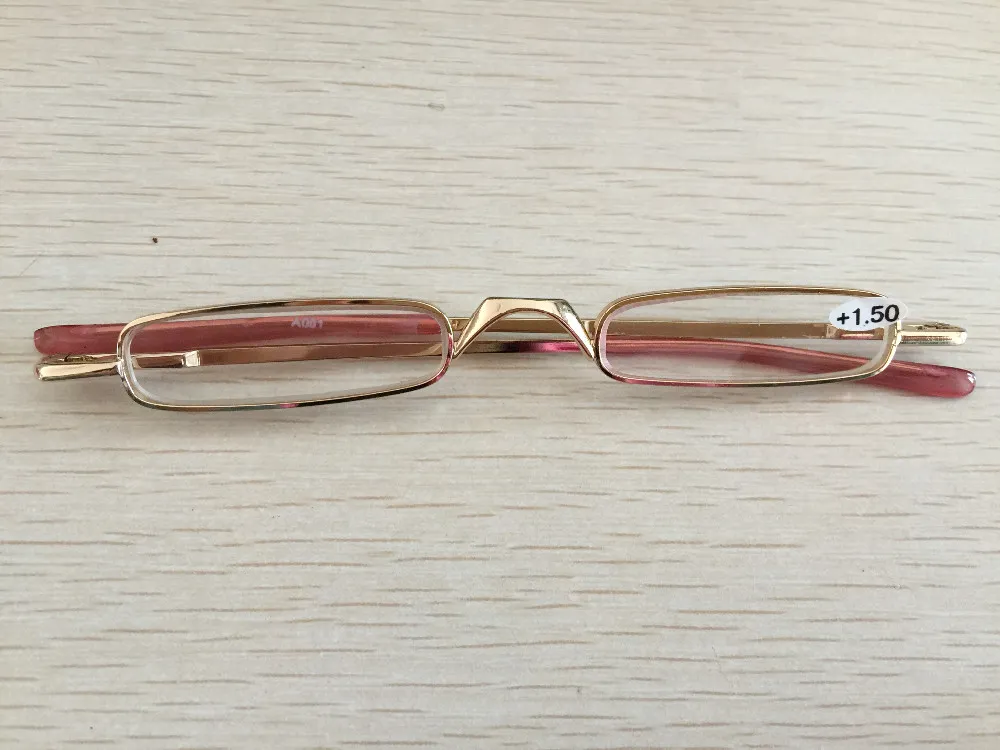 High Quality Ultra Slim & Trim Reading Glasses Gold Trim Hard Tube Case Metal Mini Tube Reader Strength +1.0 +1.5 +2.0 +2.5 +3.0 +3.5