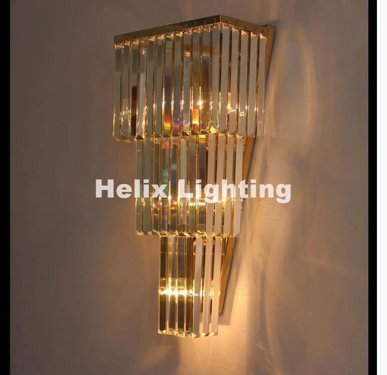 Nieuw Chrome / Gouden Wall Lamp W30CM Wandkandelaar Net Woonkamer Wandlamp K9 Clear Crystal Gegarandeerd 100% + Gratis verzending!