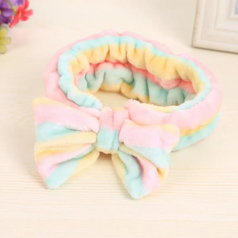 Brand New Flannel Headdress Beleza Bow Knot Esportes Lavar Headband Banda de Cabelo Faixa de cabelo DMTG027 