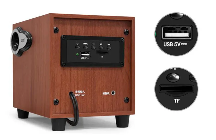 Ny trådbunden trä mini dator högtalare USB stereo HIFI högtalare Bluetooth TF-kort stereo högtalare hemmabios ljud sysstjärna