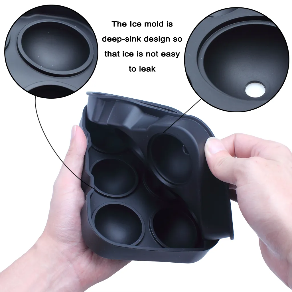 Reutilizável Glacio Silicone Gigante Ice Ball Maker Cube Moldes No-derramamento de Cubos de Gelo Bandeja Conjunto de 2 BPA Grátis