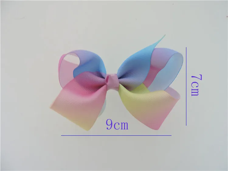 jojo Xmas Romantic 9cm Pastel flora ombre Rainbow ribbon hair bows Alligator clips Dance hair bobbles Accessories HD3480