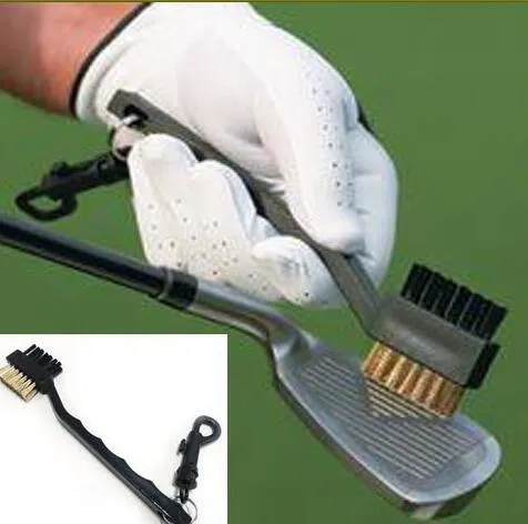 Dual Bristles Golf Club Brush Cleaner Ball 2 Way Limpeza Clipe Lightweight Portátil Treinamento de Golfe Auxiliares Equipamento