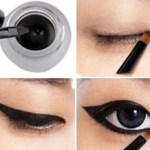 Al por mayor-Maquillaje de belleza para mujeres Cosmético Impermeable Delineador de ojos Gel delineador de ojos + Cepillo negro En stock Envío rápido