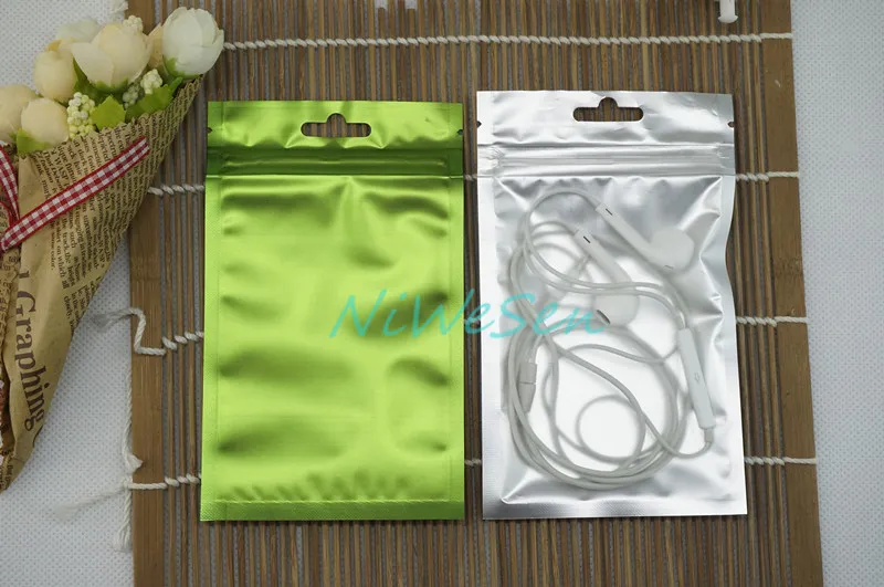 100 unids/lote 10x18cm frente mate transparente chapado bolsa ziplock de lámina de mylar, paquete de grado alimenticio reutilizable bolsa de polietileno de arroz, saco de almendras naranjas