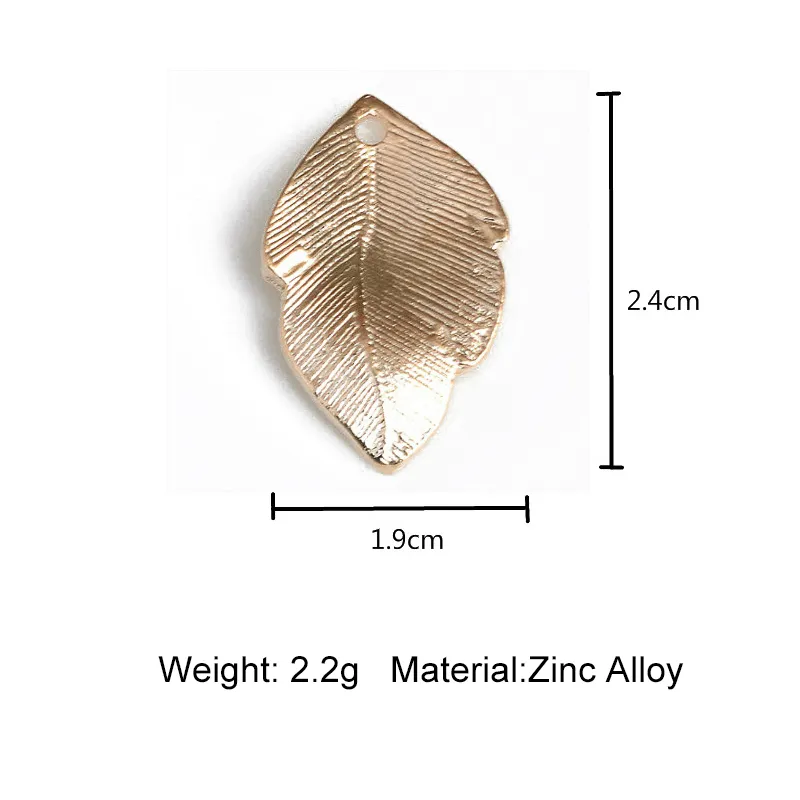 2.4 * 1.9cm Guldfärgblad Charms för DIY Smycken Vintage Armband Halsband Leaf Pendant Charms Wholesale Alloy Material Fynd