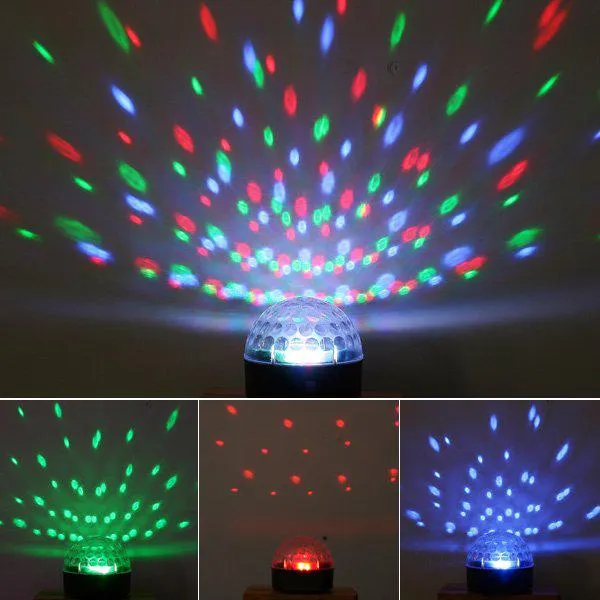 Controle de voz LEVOU Bola de Cristal Mágica Luz de Iluminação de Palco de Laser 6 Mudança de cor Luzes de Festa de Discoteca DJ Ativado por Som RGB Lâmpada de Cor Completa 1 PC