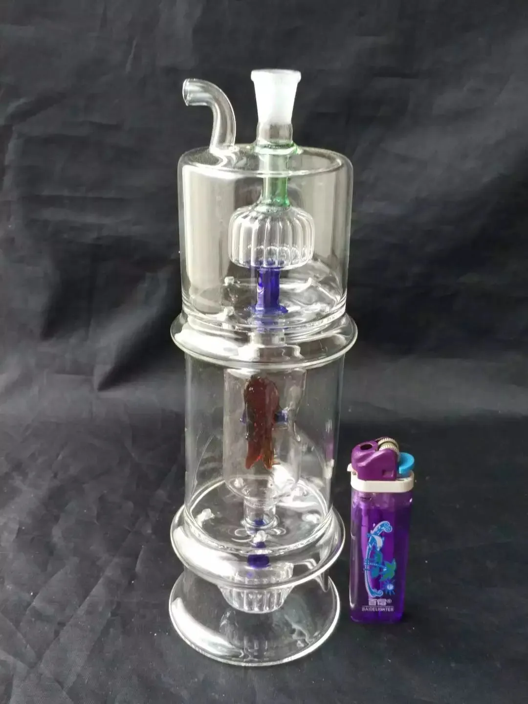 Dropshipping Two Layer Goldfish Hookah Glass Bong With Unique Oil
