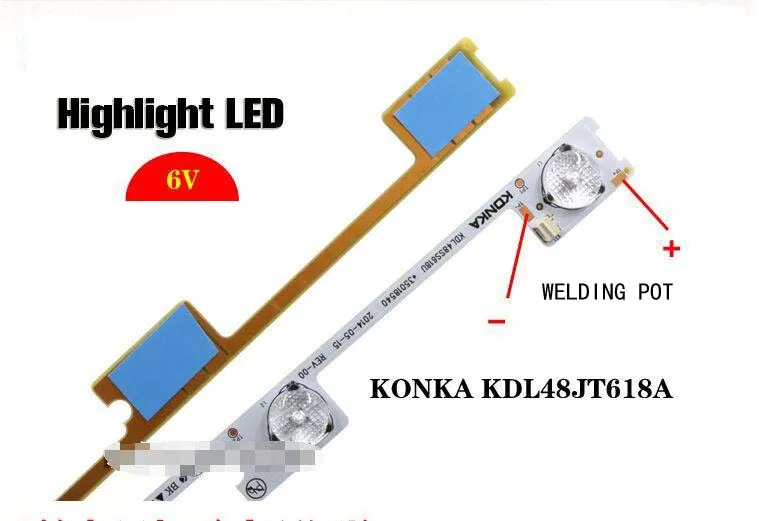 6 luzes, série 6V LED, barra de destaque da lente, Konka TV LCD, KDL48JT618A tira da lâmpada mudança geral, 36V